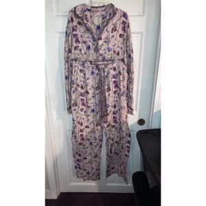 Victorias Secret Purple Floral PJ Pajama Set Large